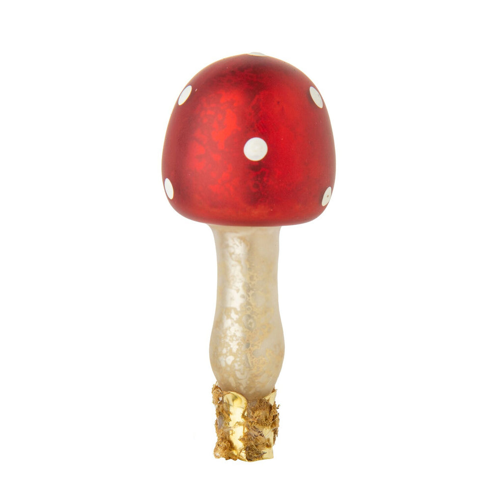 Glass Clip Mushroom Ornament | Red