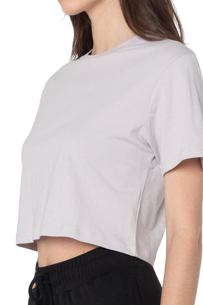 Pure & Simple Gravity Cropped Tee | Silver, Organic Cotton