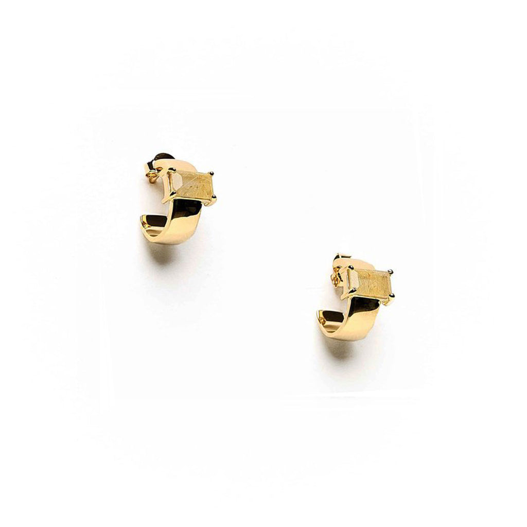 Hailey Gerrits Gramercy Hoop Earrings | Gold Rutilated Quartz