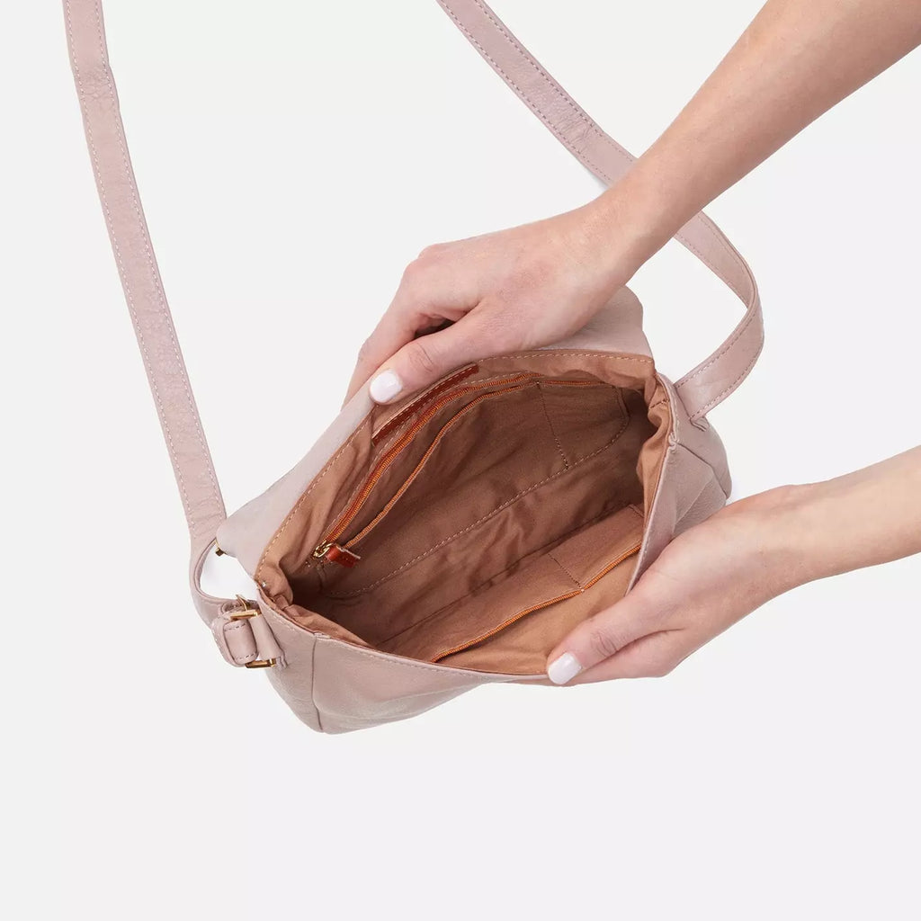 Hobo Bags Fern Messenger Crossbody Bag | Lotus, Velvet Pebbled Hide