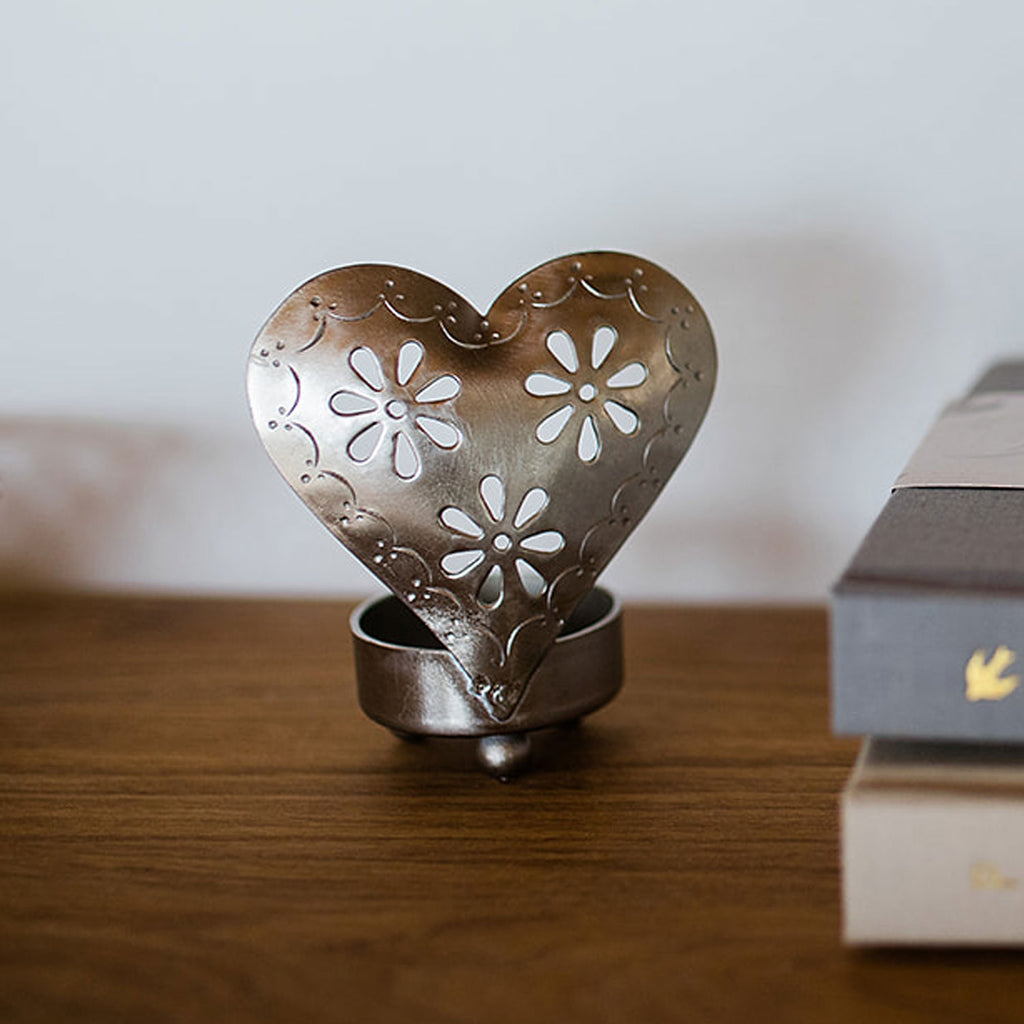 Heart Candle Holders Silver 