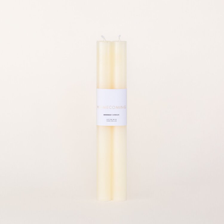Homecoming Beeswax Taper Candles | White