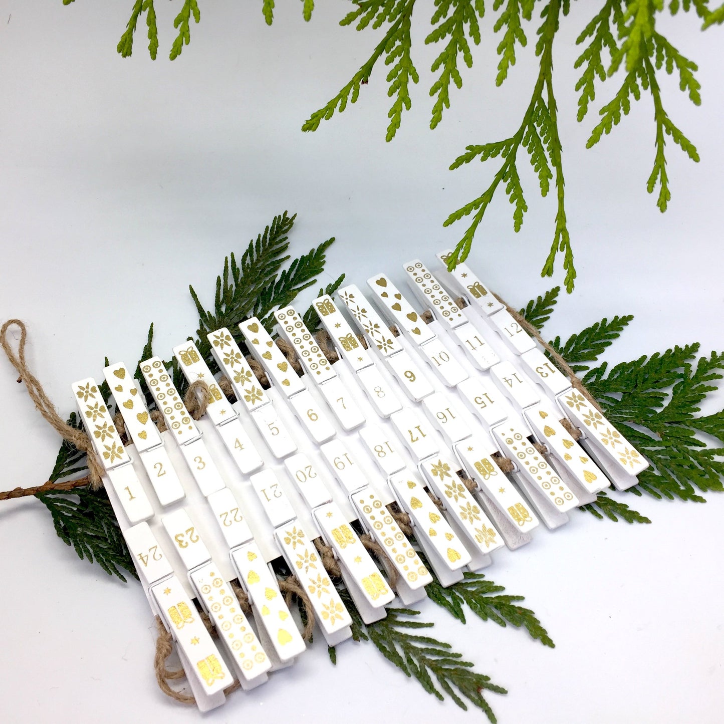 Advent Garland Clothes Pegs | Silver/Gold
