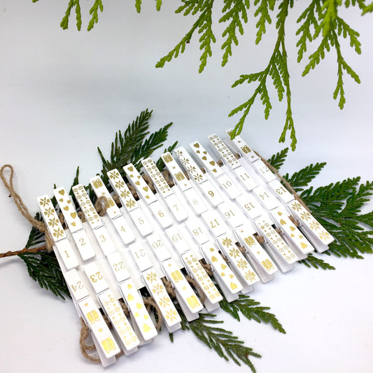 Advent Garland Clothes Pegs | Silver/Gold