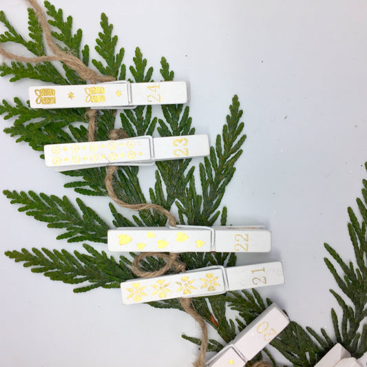 Advent Garland Clothes Pegs | Silver/Gold