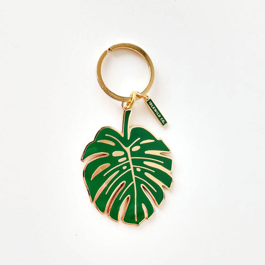 Idlewild Keychain | Monstera, Brass and Enamel