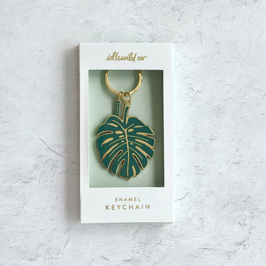 Idlewild Keychain | Monstera, Brass and Enamel