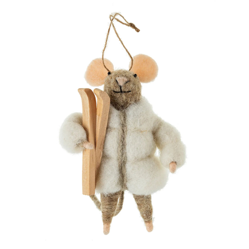 Mouse Ornament Après Alaysha, Felted Wool & Polyester | Grey