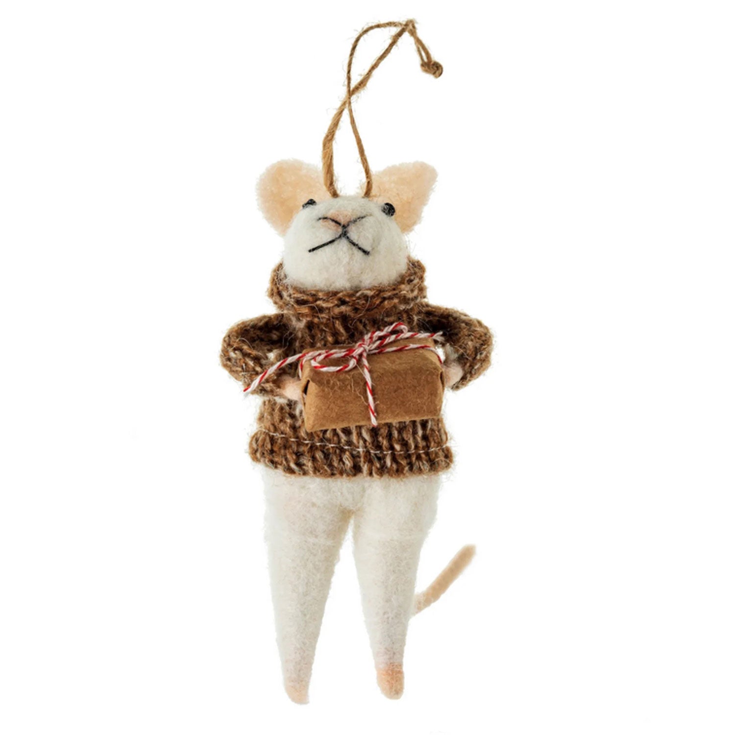 Mouse Ornament Lovely Lily, Felted Wool & Polyester | White