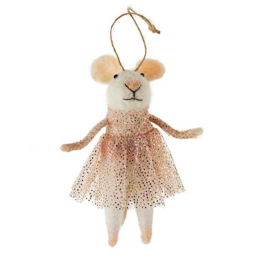 Felted Mouse Ornament Magnificent Mali | White