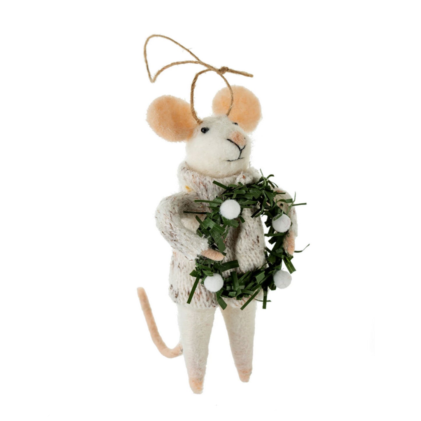 Felted Mouse Ornament Advent Allie | Turtleneck and Wreath
