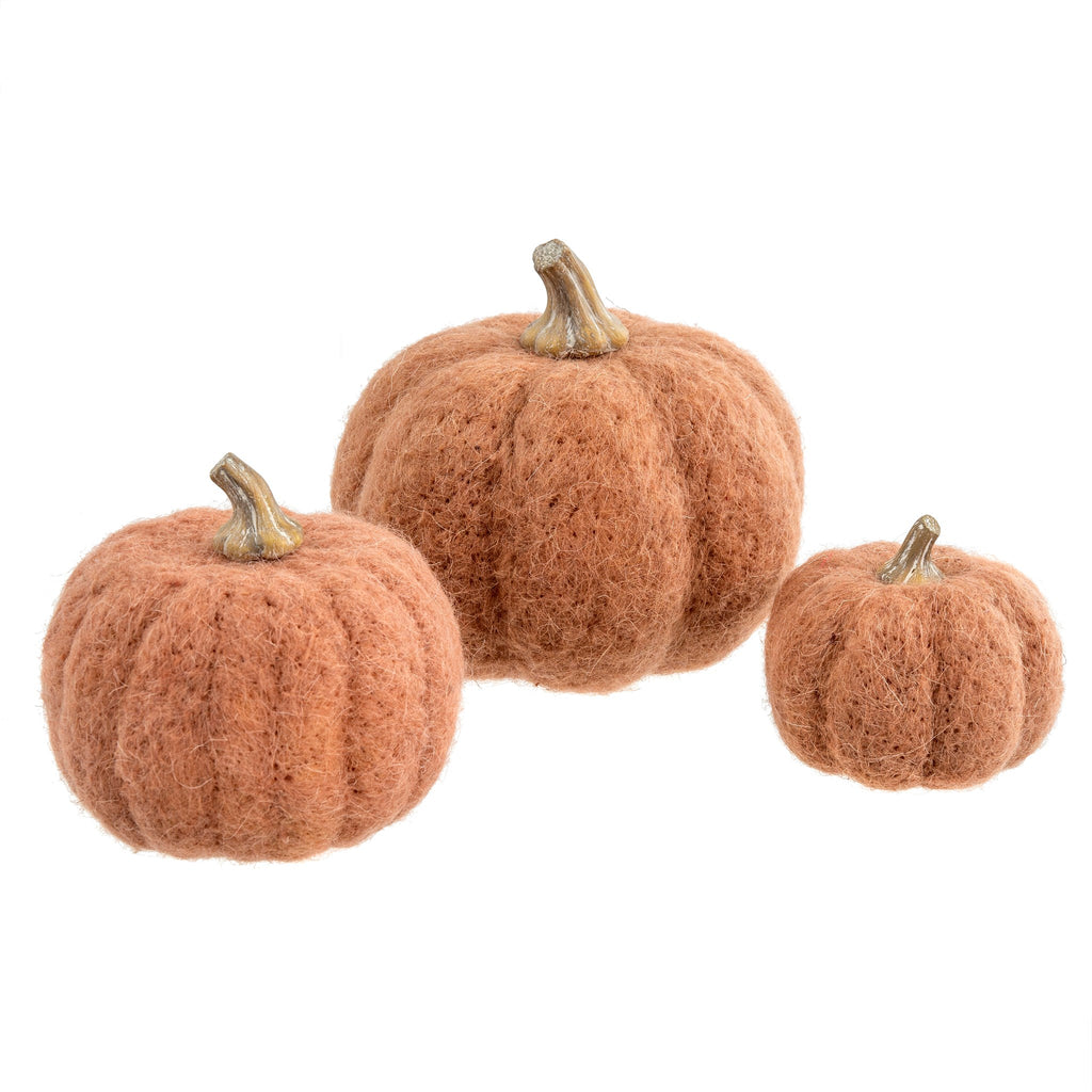 Felted Pumpkin, Felted Wool, Available in 3 Sizes | Teracotta