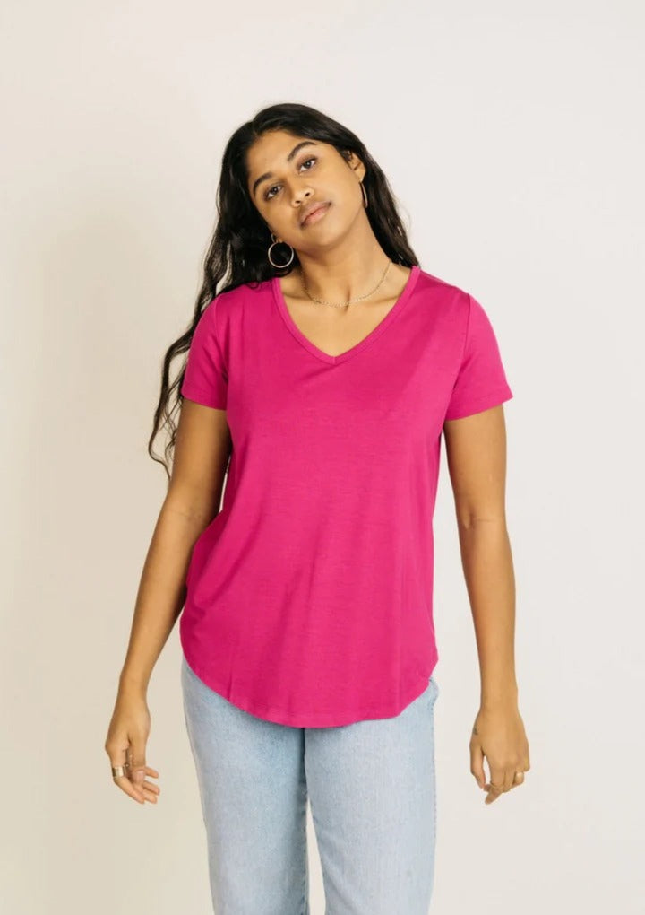 Jackson Rowe Girlfriend V-Neck T-Shirt, Beetroot | Designed in Canada