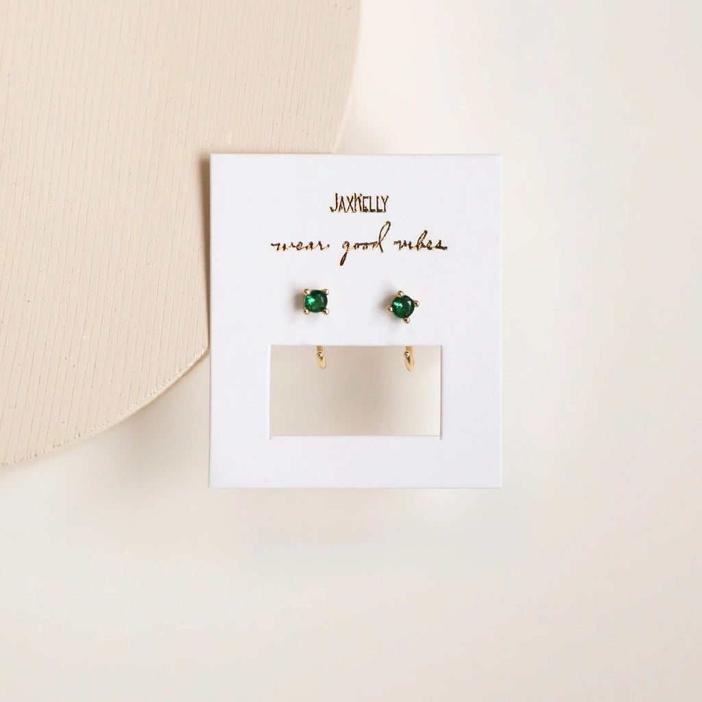 Jax Kelly Huggie Earring | Emerald, Handcrafted in USA