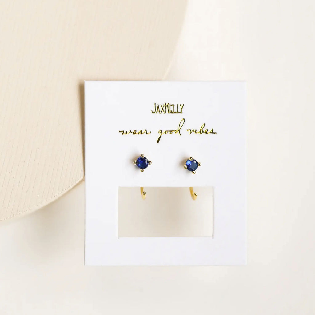 JaxKelly Huggie Earring | Sapphire, Handcrafted in USA