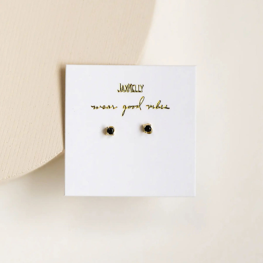 JaxKelly Tiny Stud Earrings | Black, Handcrafted in USA