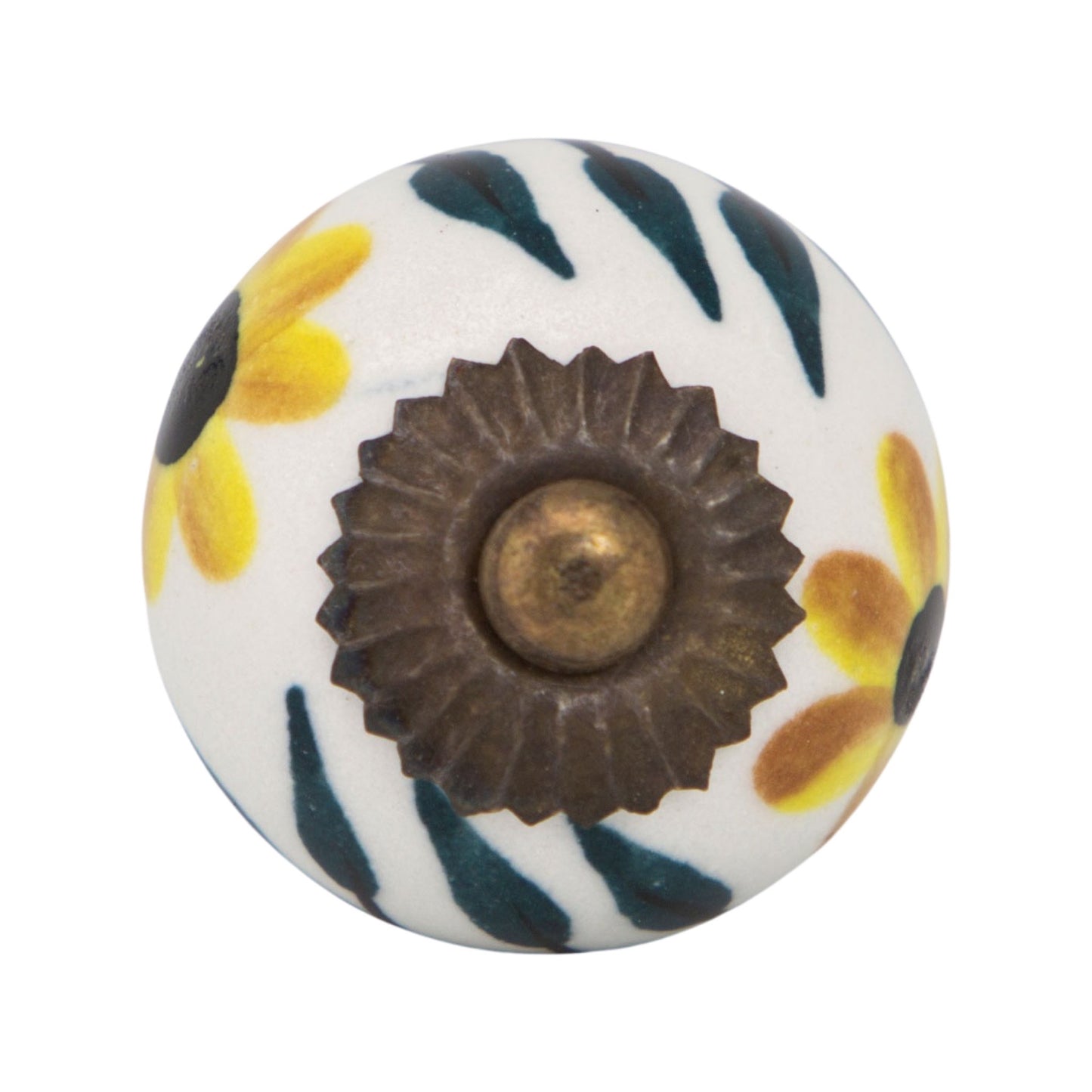 Ceramic Dresser Knob | Black Eyed Susan, Made & Hand Painted in India