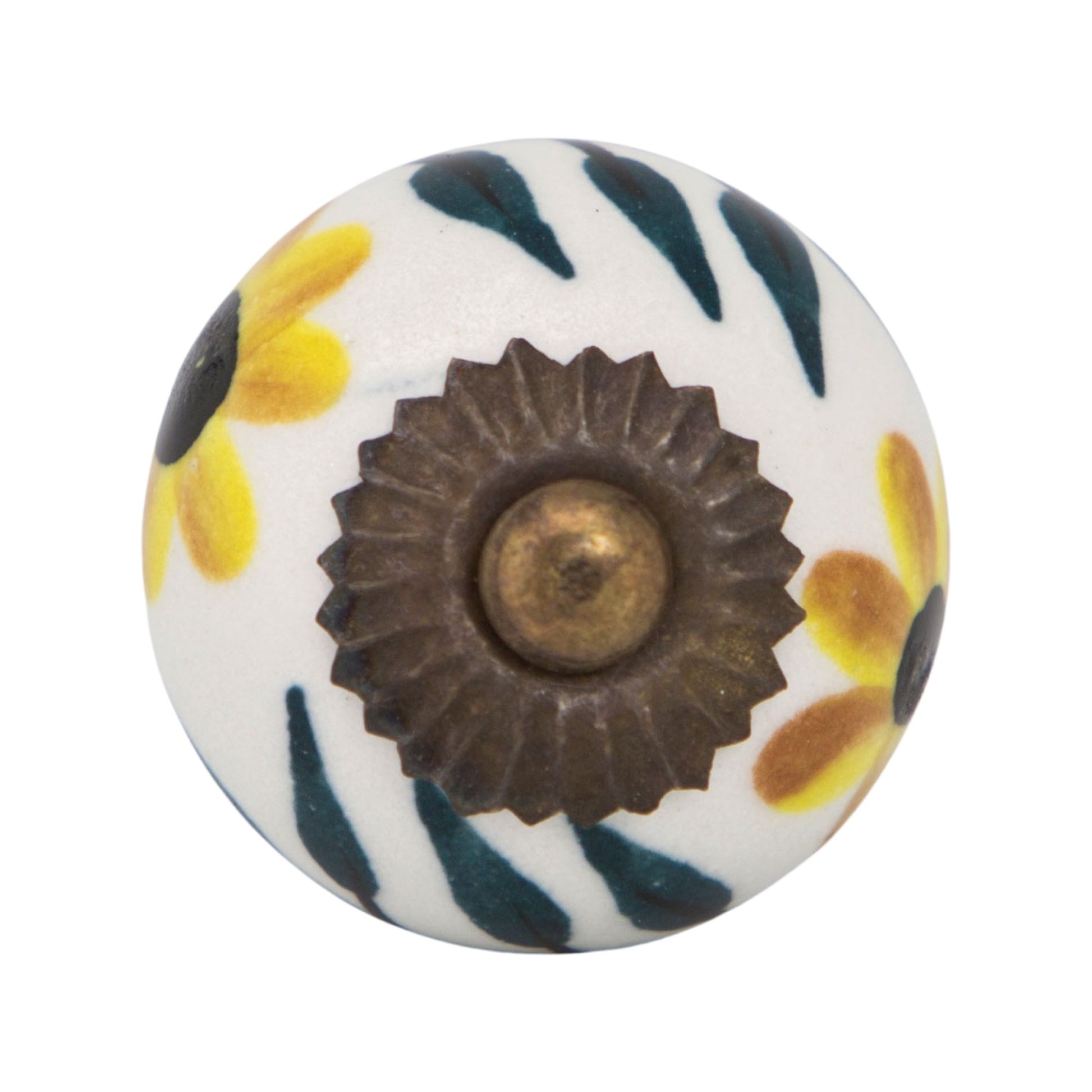 Ceramic Dresser Knob | Black Eyed Susan, Made & Hand Painted in India