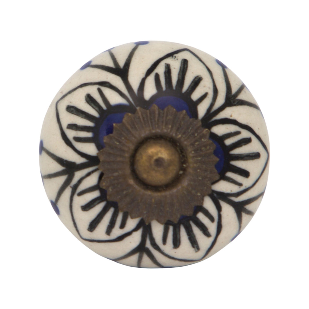Ceramic Dresser Knob | Black Iris, Made & Hand Painted in India