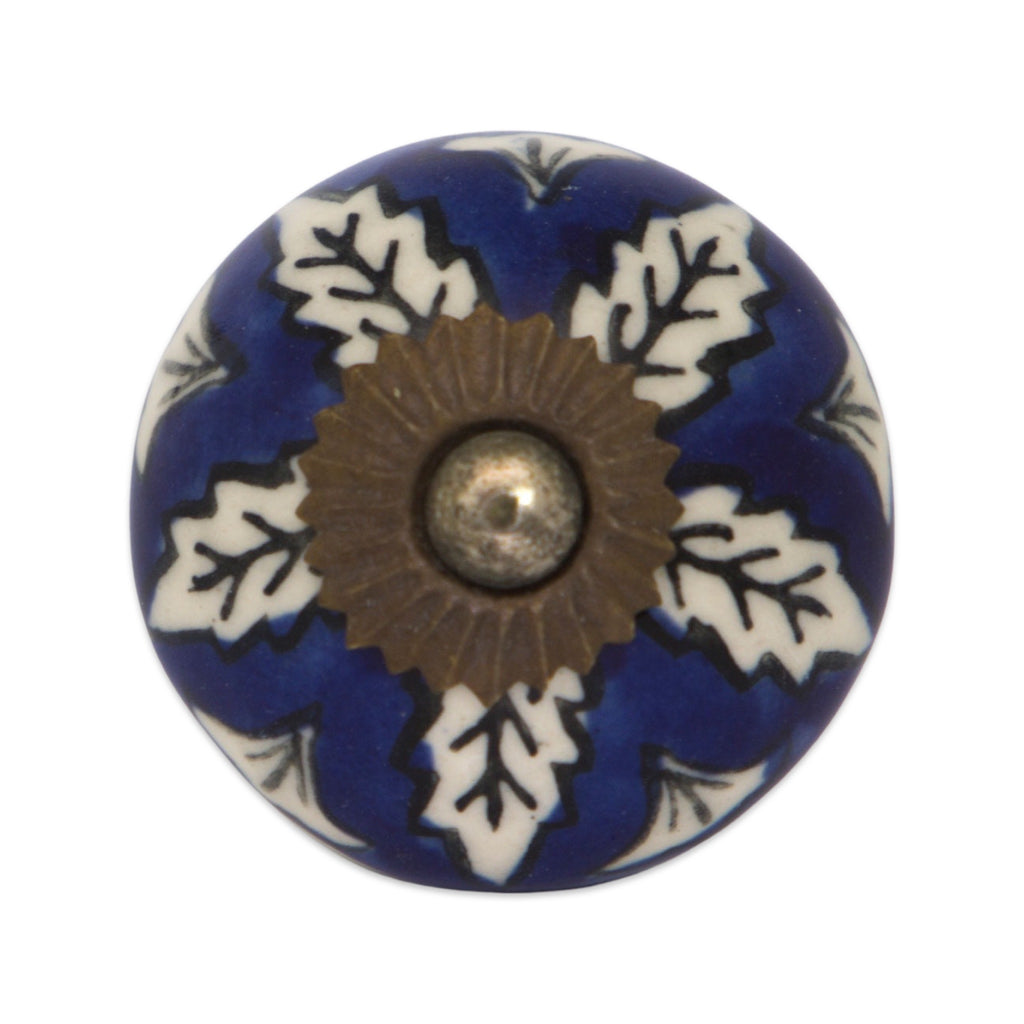 Ceramic Dresser Knob | Blue Velvet, Made & Hand Painted in India