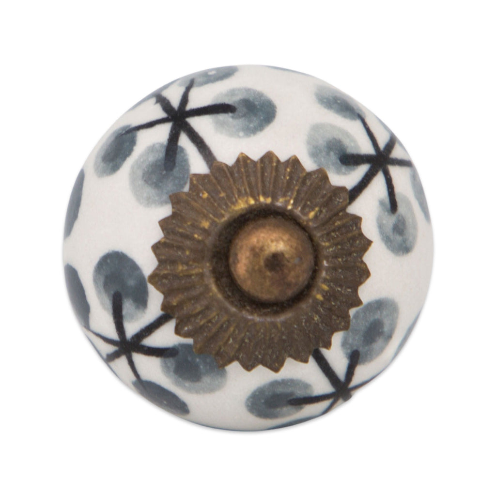 Ceramic Dresser Knob | Pussy Willow, Made & Hand Painted in India