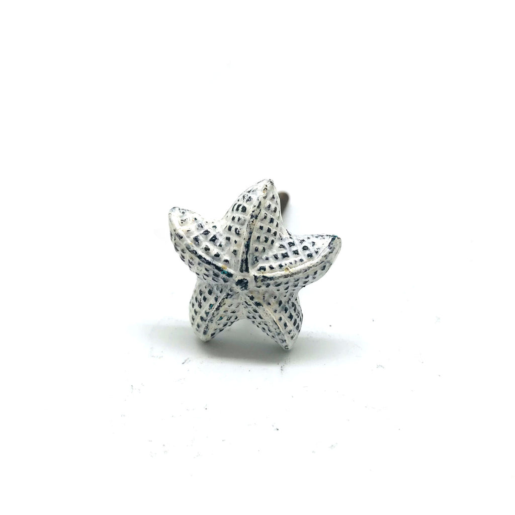 Dresser Knobs Cast Iron | Sea Star Whitewashed, Made in India