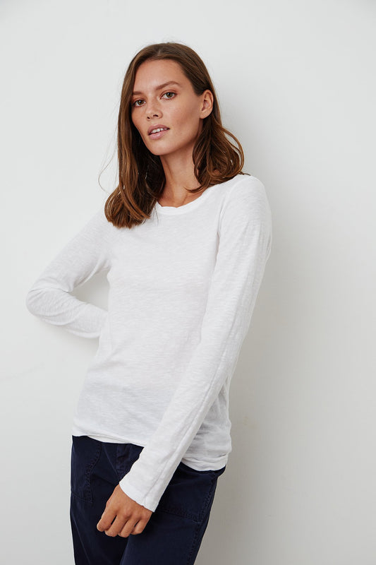 Velvet Lizzie Long Sleeve Top White | Designed in the USA