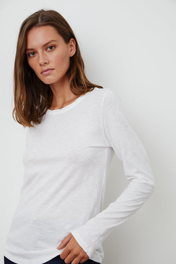 Velvet Lizzie Long Sleeve Top White | Designed in the USA