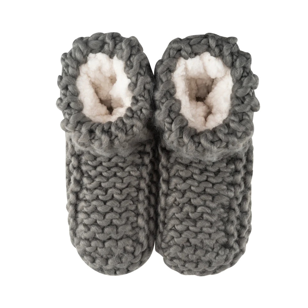 Lemon Loungewear Cabin Cuffed Cutie Bootie - Charcoal, Chunky