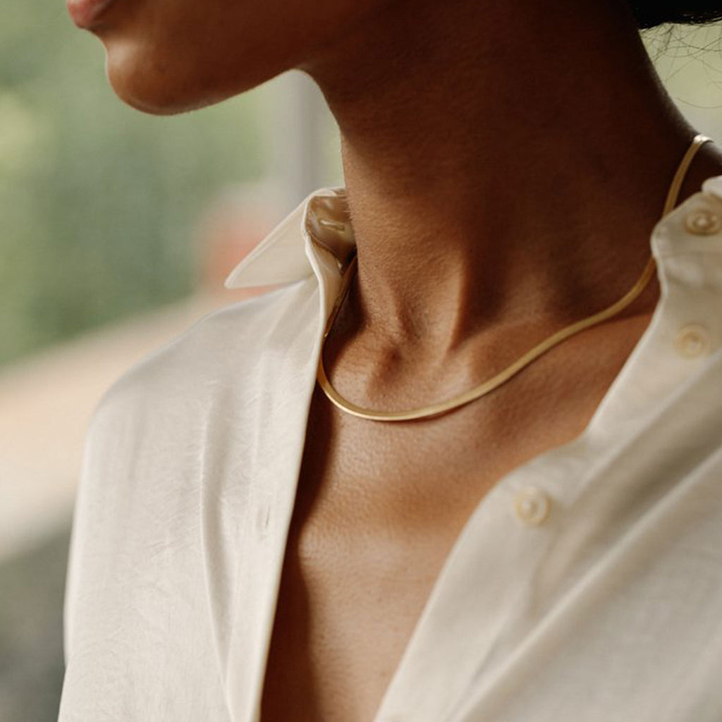 Lisbeth Jewelry Herringbone Necklace Gold Fill