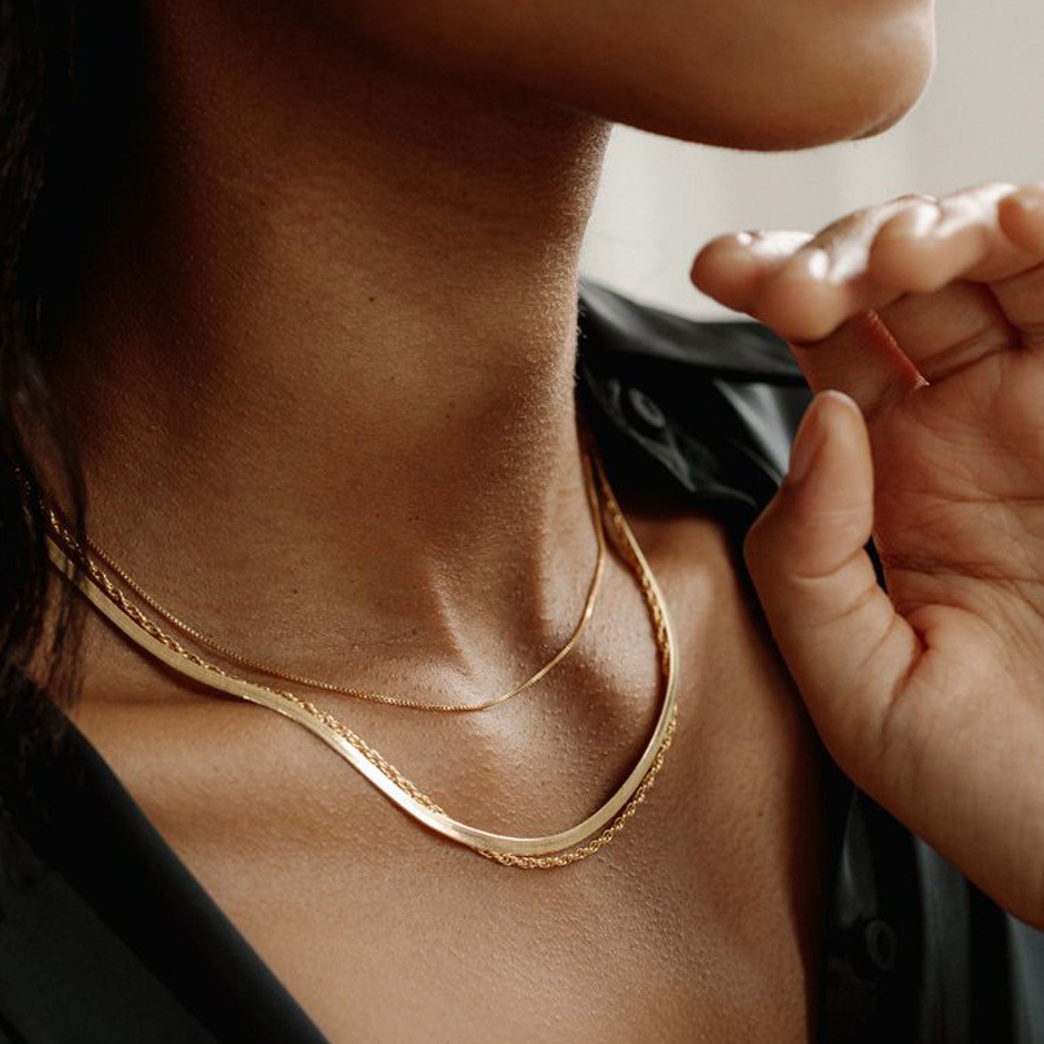 Lisbeth Jewelry Herringbone Necklace Gold Fill