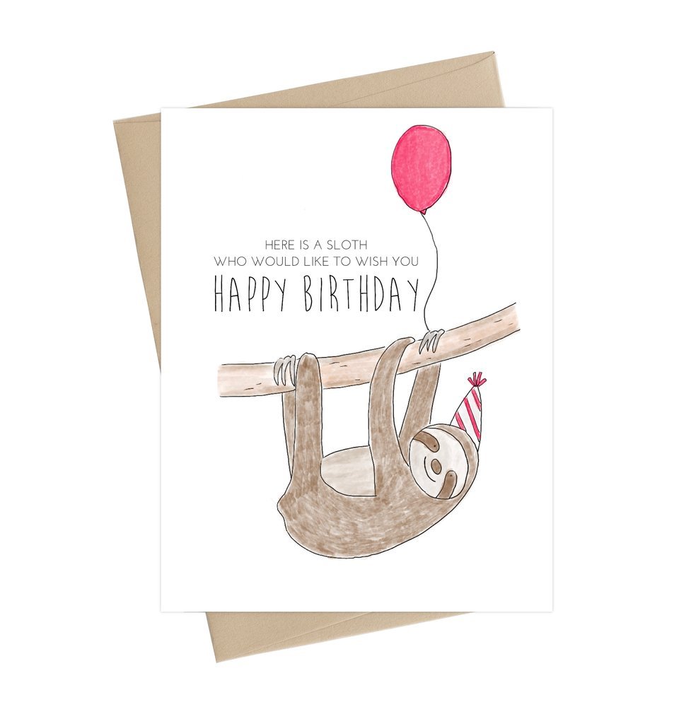 Little May Papery Birthday Card Sloth | Printed in Canada