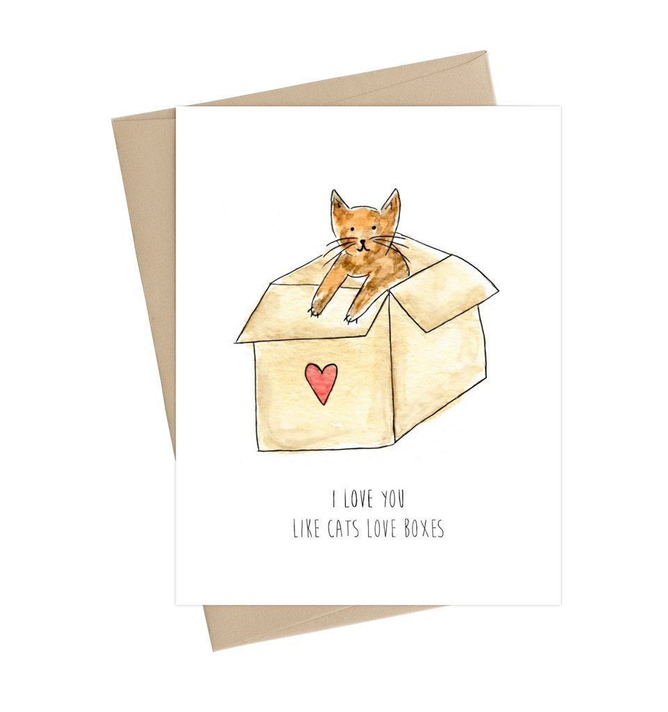 Little May Papery Love Card Cat in a Box | Printed In Canada