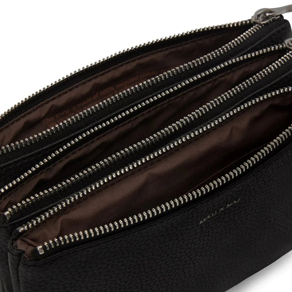 Matt and Nat Triplet Crossbody Bag - Purity Black, Vegan Leather