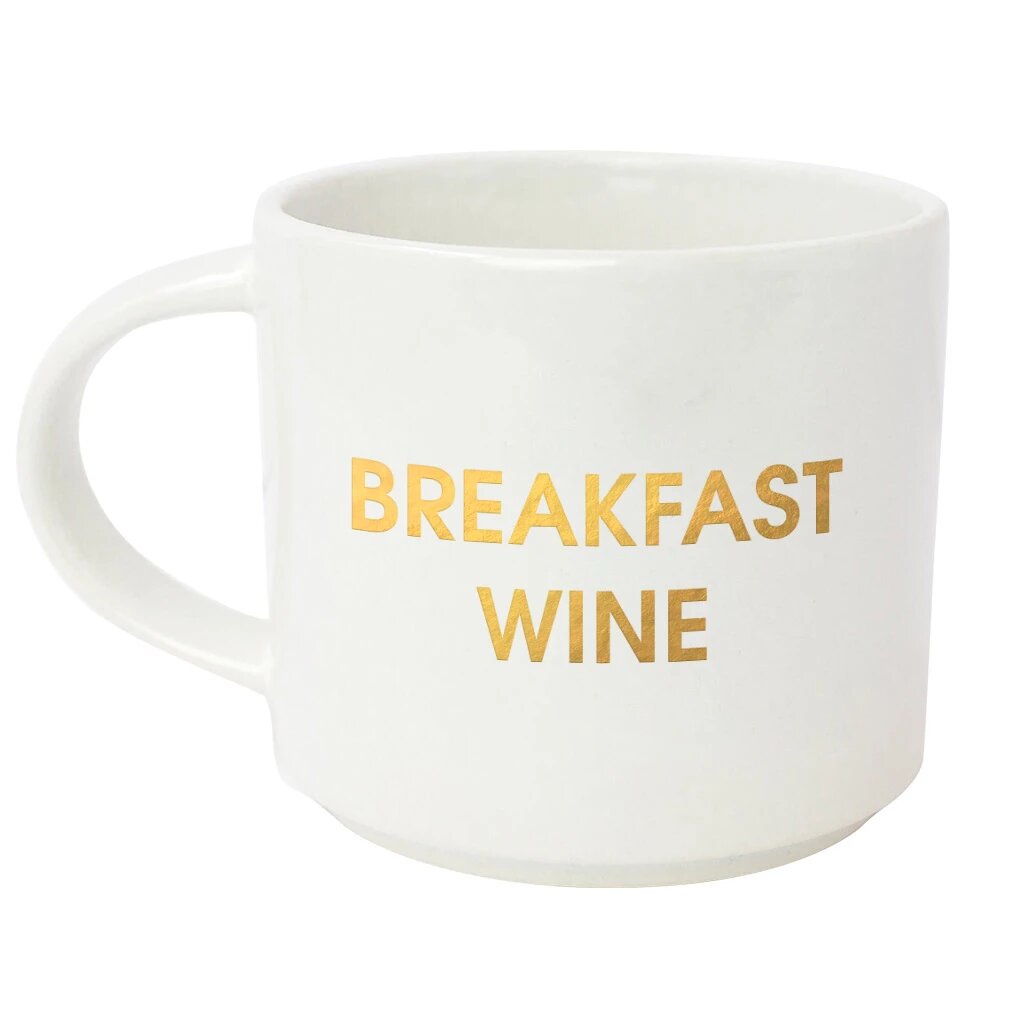 Chez Gagne Ceramic Gold Foil Coffee Mug | Breakfast Wine, 16oz