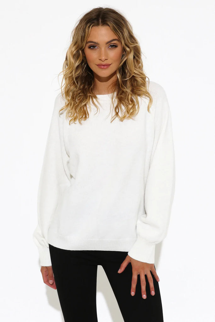 Madison the Label Sani Knit Sweater - White, Designed in Australia