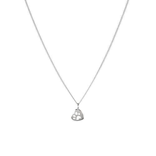 Petite Heart Paw Necklace - Silver