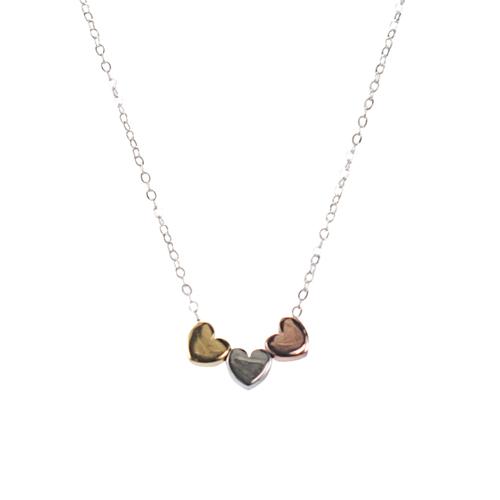 Mimi + Marge - Triple Heart Necklace - Mixed Metals