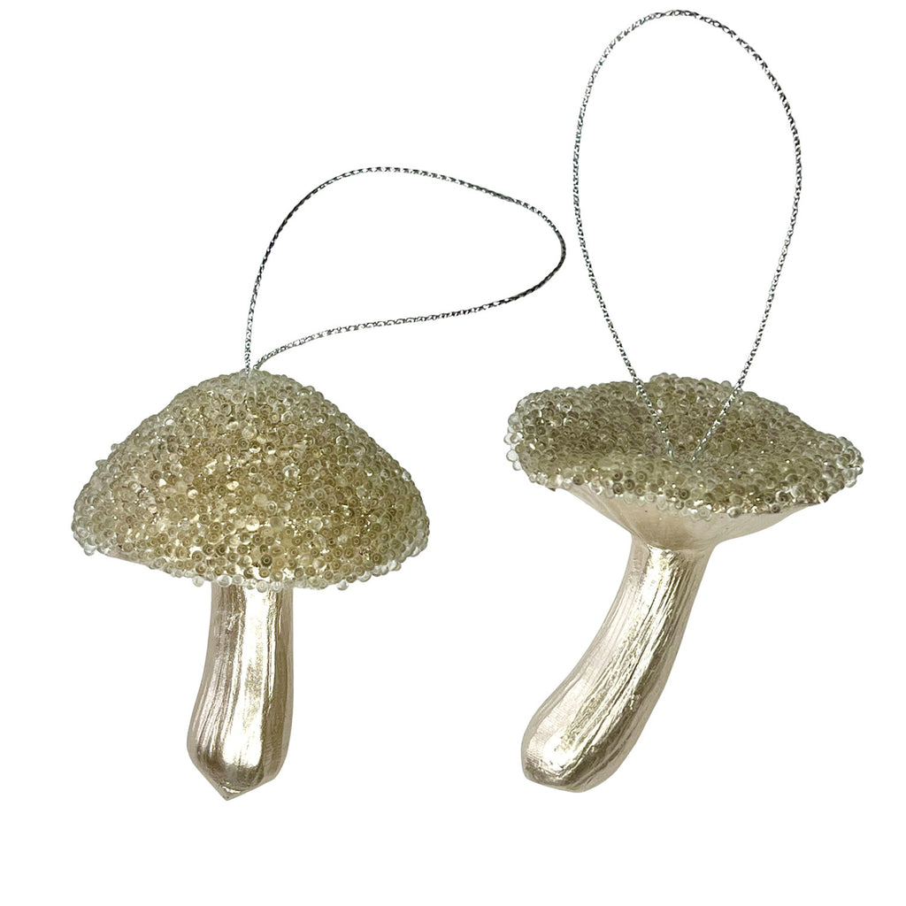 Mushroom Ornament | Champagne, Beaded Tops