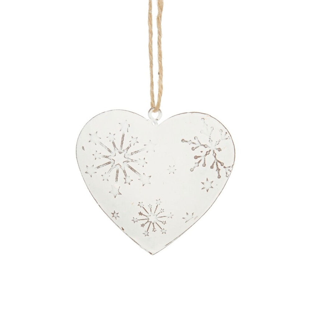 Stamped Metal Ornaments, Heart, Tree, Star | White