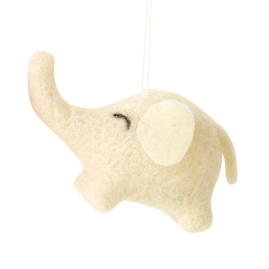 Felted Baby Elephant Ornaments | Grey & White