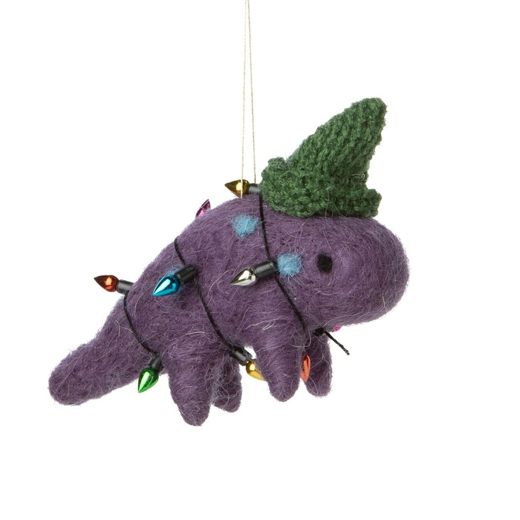 Christmas Dinosaur Ornaments Felt | Purple & Blue