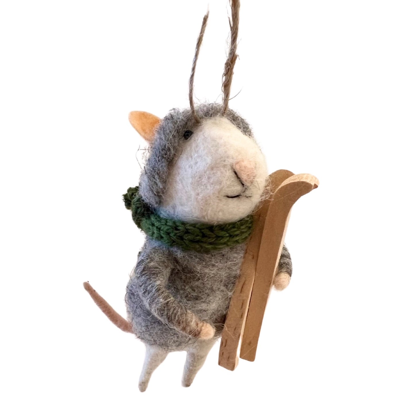 Mouse Ornament Skiing Stevie | Felt, Wood