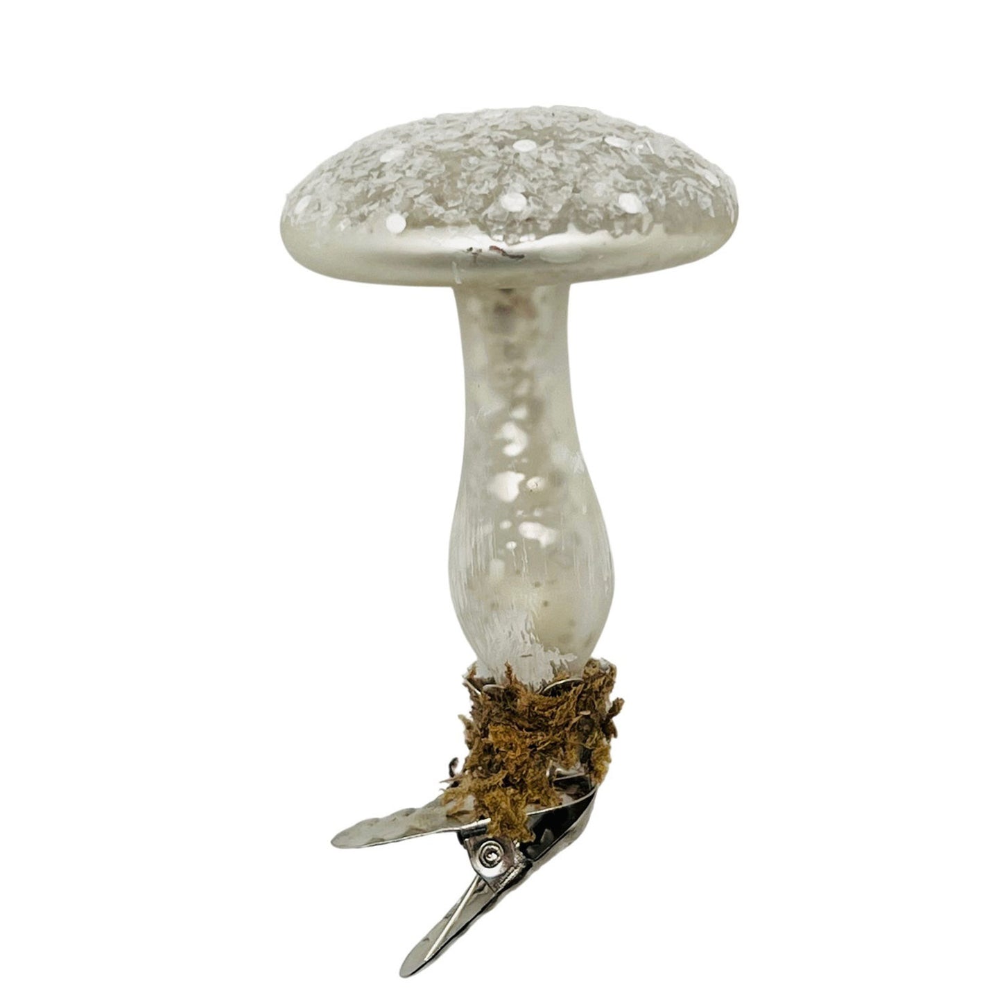 Glass Clip Mushroom Ornament | Silver