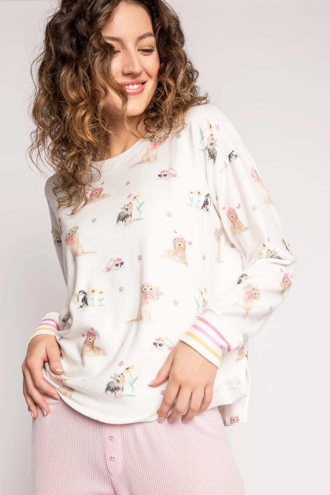 PJ Salvage Garden Party Dogs Top | Ivory, Designed in the USA