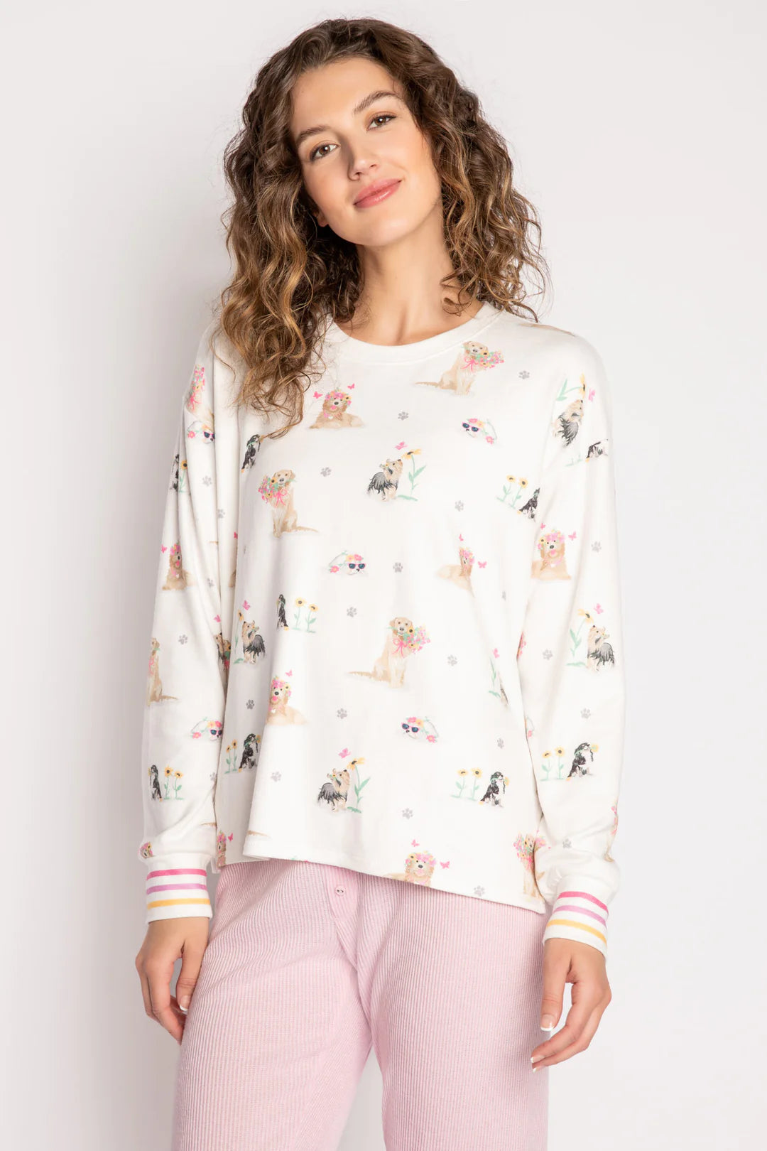PJ Salvage Garden Party Dogs Top | Ivory, Designed in the USA