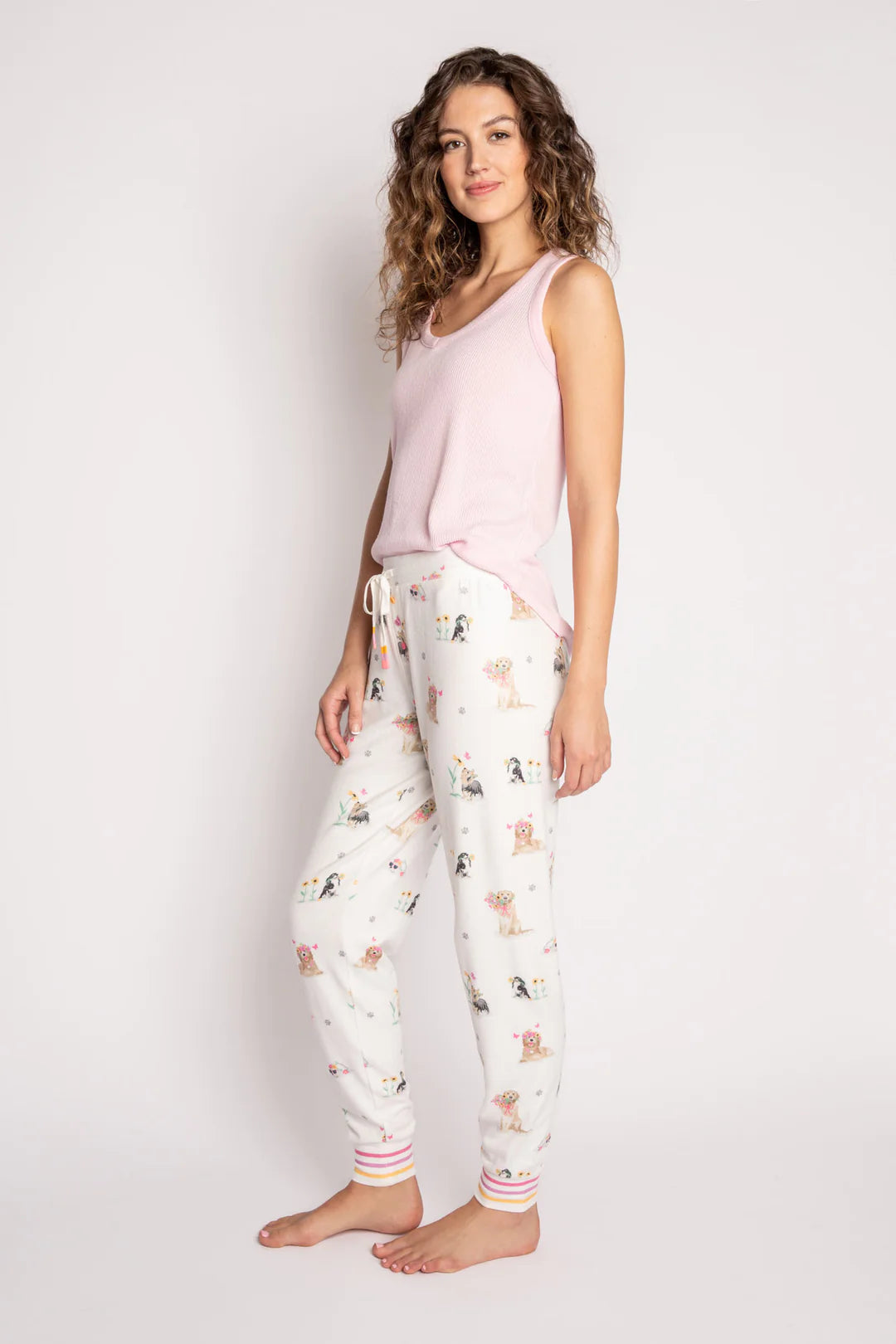 PJ Salvage Garden Party Dogs Jampant | Ivory, Designed in the USA