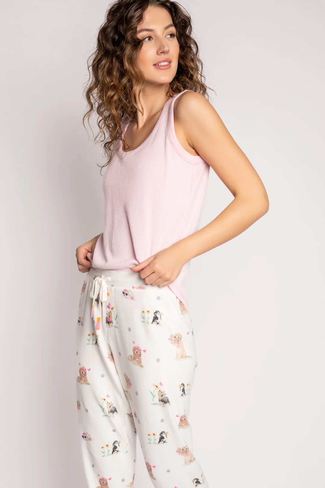 PJ Salvage Garden Party Dogs Jampant | Ivory, Designed in the USA