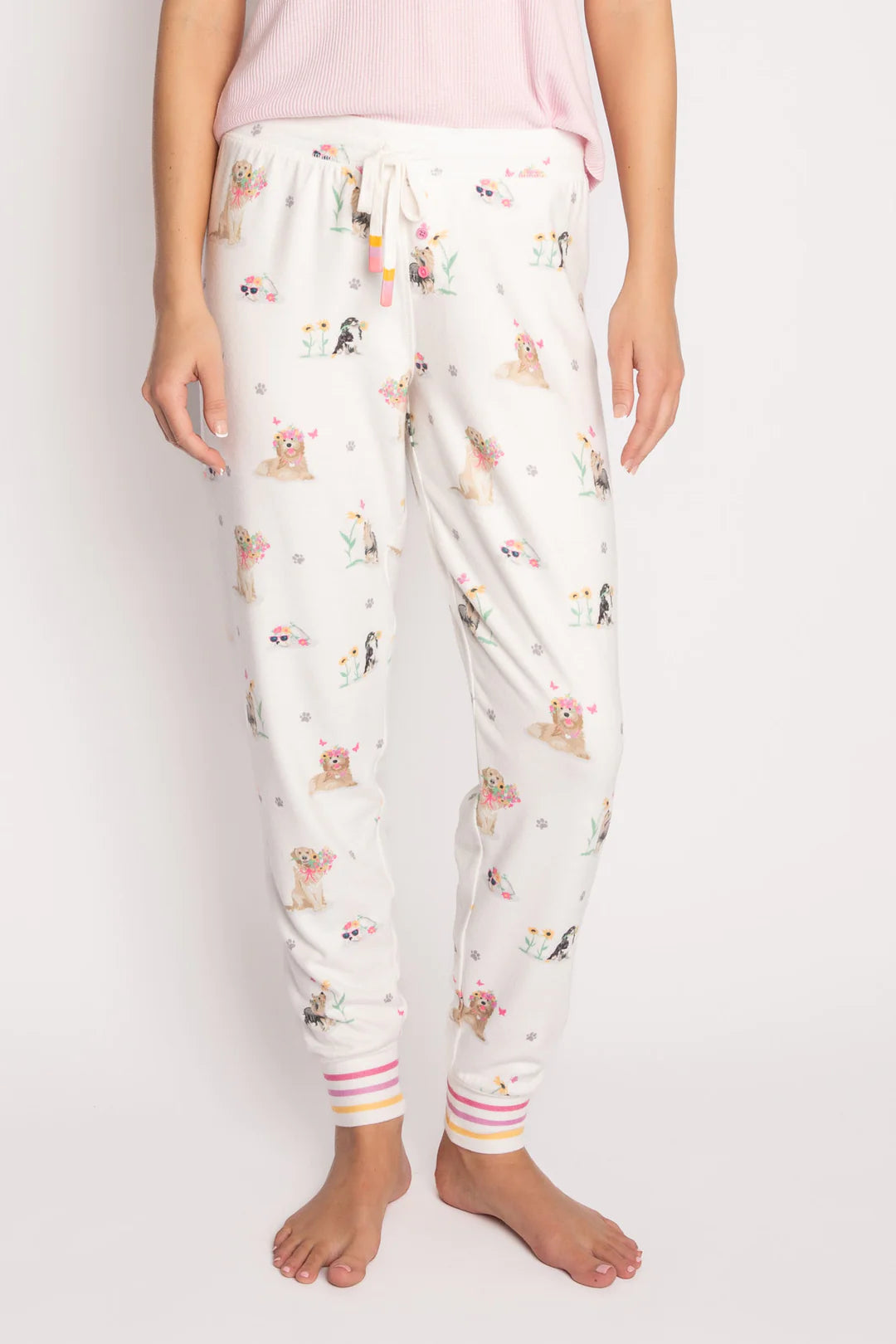 PJ Salvage Garden Party Dogs Jampant | Ivory, Designed in the USA