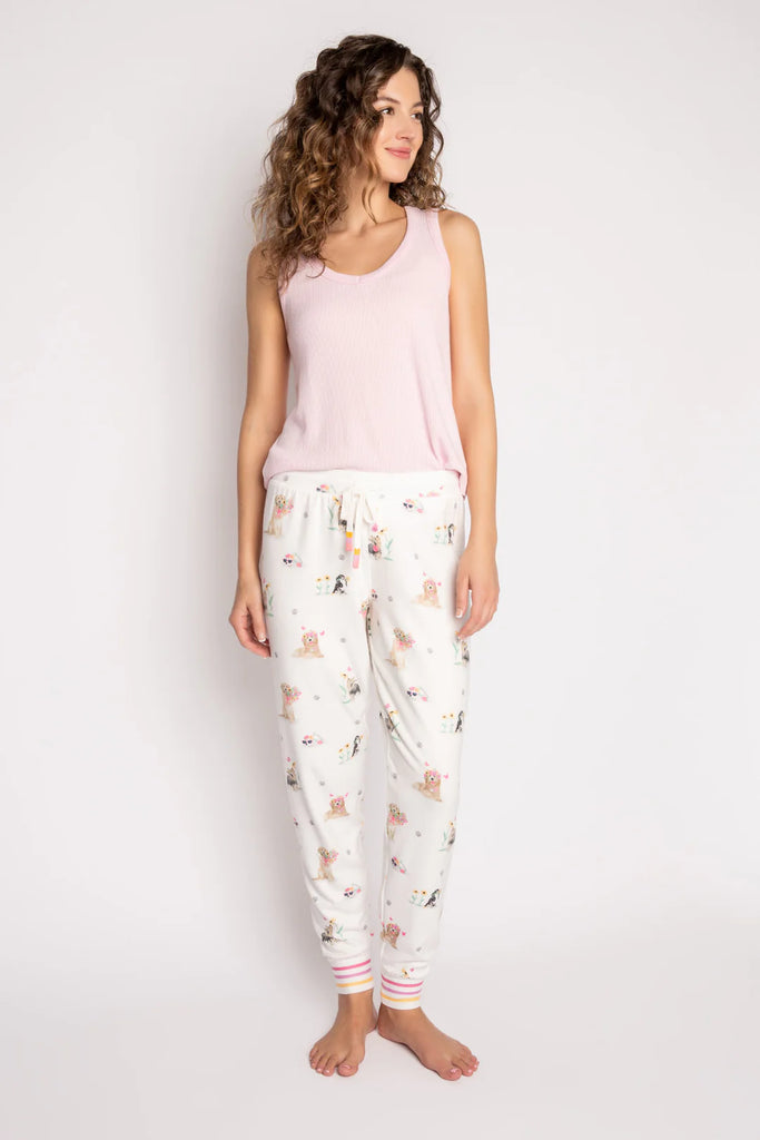PJ Salvage Garden Party Dogs Jampant | Ivory, Designed in the USA